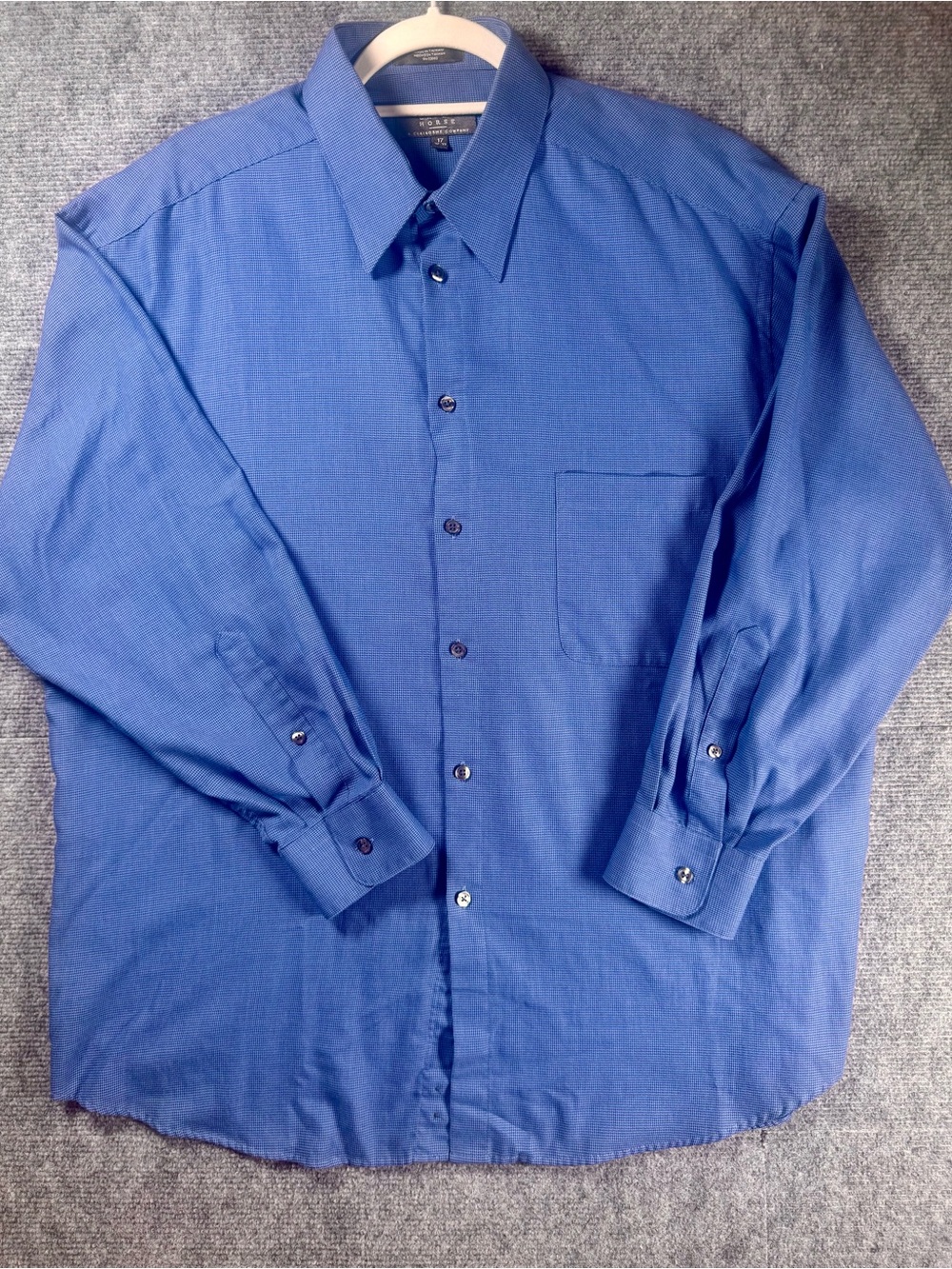 Crazy Horse Liz Claiborne Men’s 17 34/35 Blue Micro Check Dress Shirt